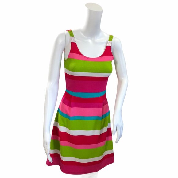 Tovia Dress Juniors Small Striped Stretch Tank Top Pullover Swimsuit Cover Up - Picture 1 of 6